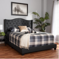 Baxton Studio Alesha-Charcoal Grey-Full Alesha Modern and Contemporary Charcoal Grey Fabric Upholstered Full Size Bed